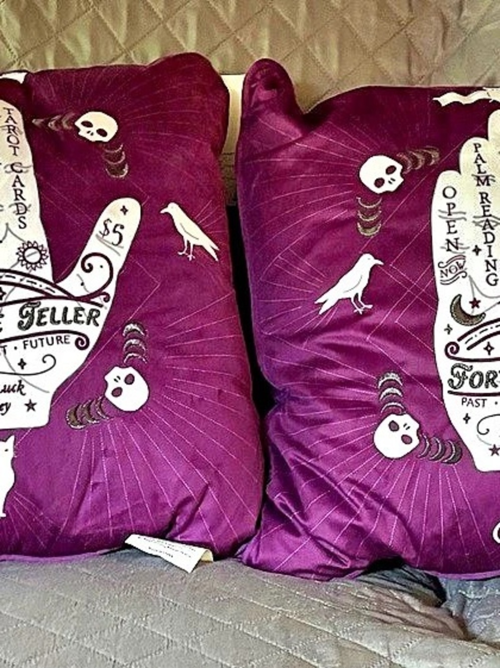 Cynthia Rowley Palm Reading Fortune Teller Light Up Halloween Pillow Set NWT
